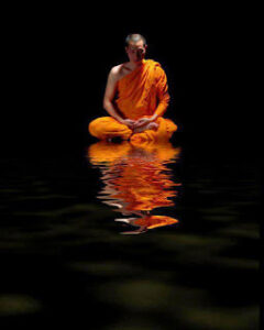 Buddhist monk meditation on Water